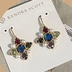 BNIB Kendra Scott GOLD Madelyn Drop Earrings (Jewel Tone Multi-Mix)-RARE